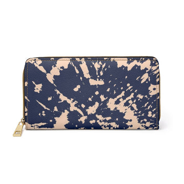 Tie Dye Blue and Gold Splash Zipper Wallet Bynelo